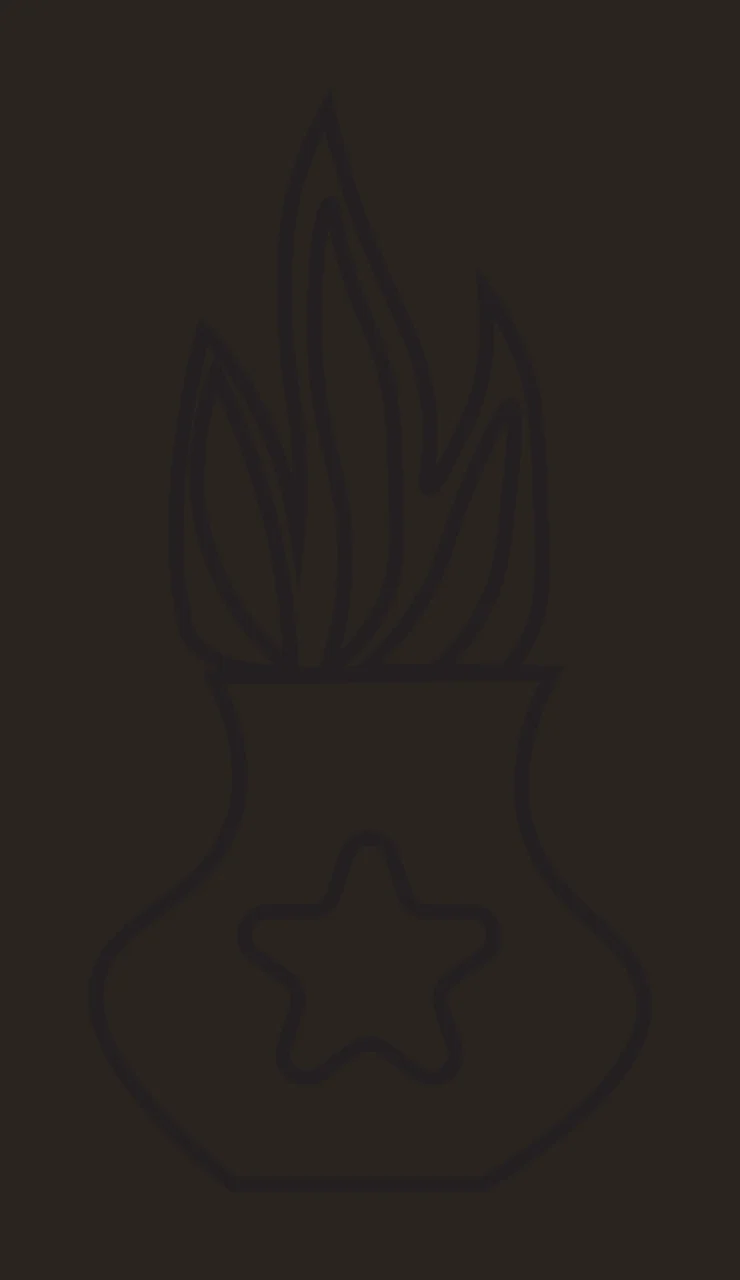 Line Art Illustration of Vase with flame and star in black and white contrast preview thumbnail