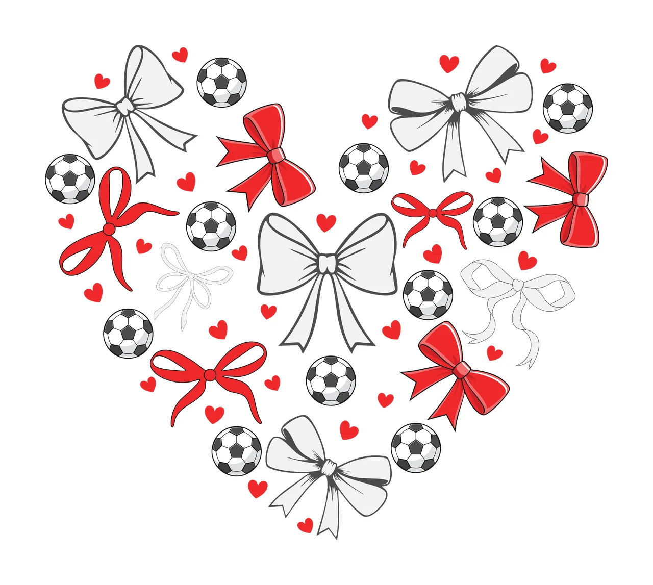 Hearts Bow Heart Shape Filled With Black Bows forming circles