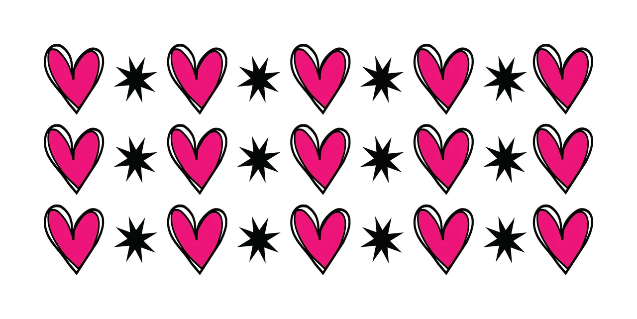 Hearts Can Glass Wrap Heart And Star Repeating stars linear