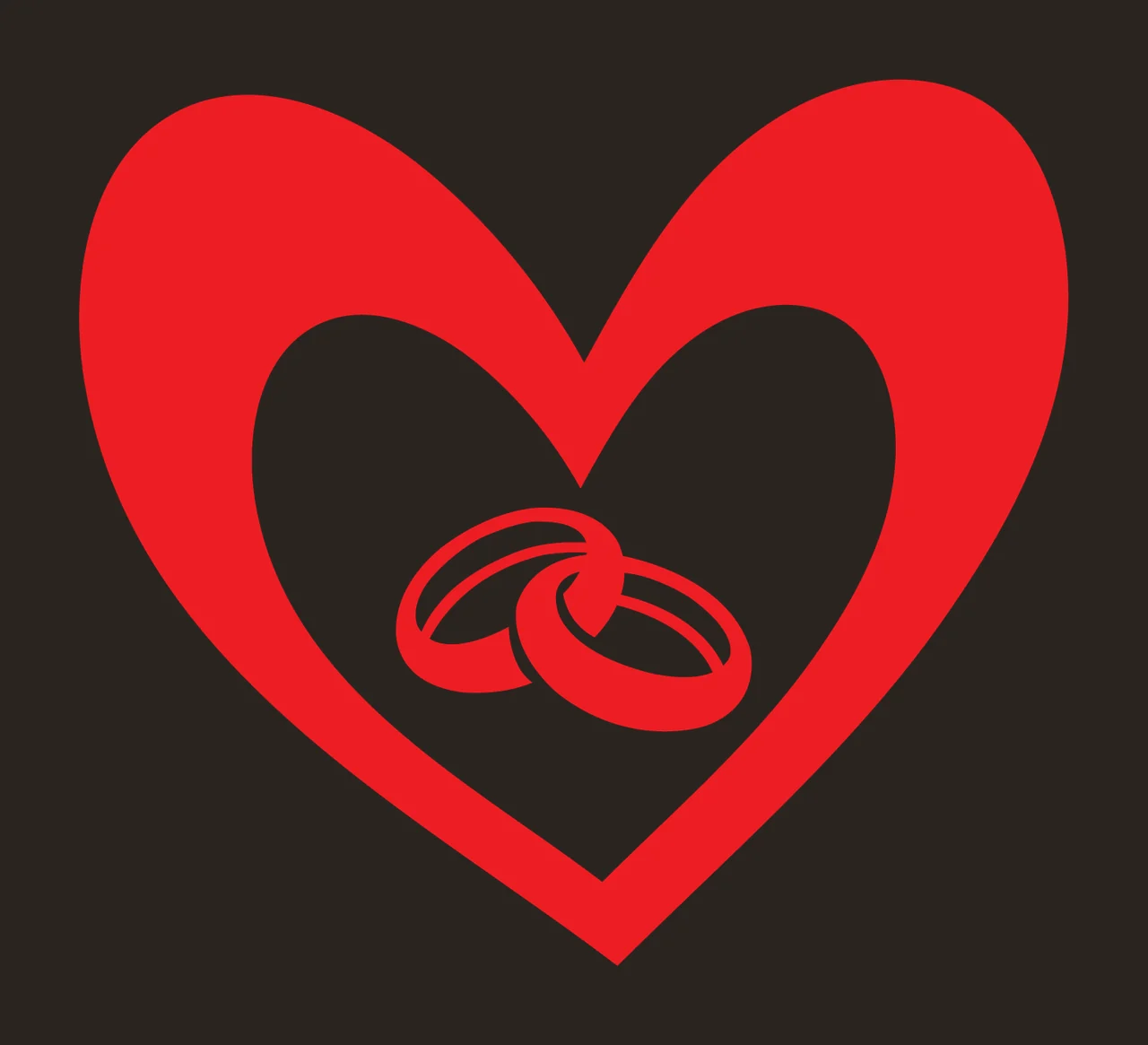 Wedding Rings Heart With Love And Silhouette contrast preview thumbnail
