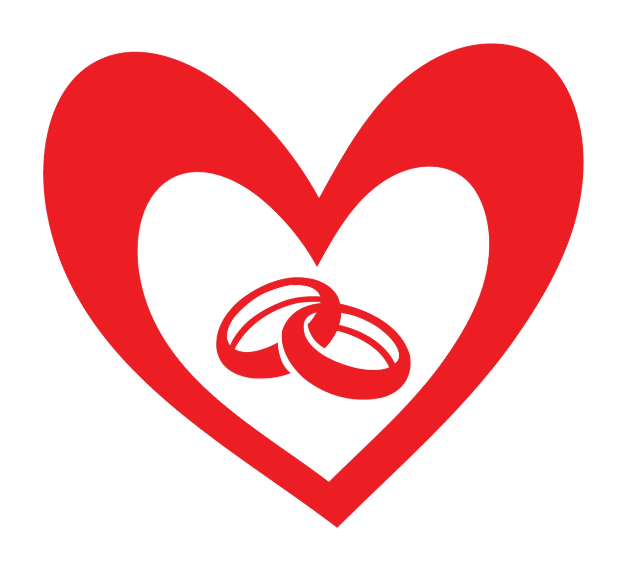 Wedding Rings Heart With Love And Silhouette