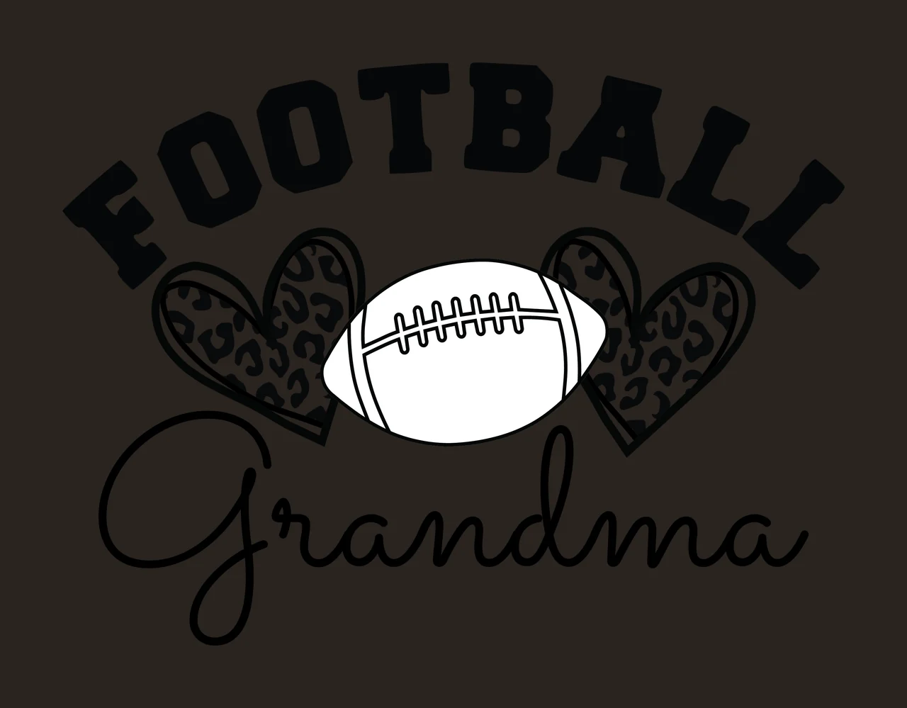 Football Grandma Text With Hearts leopard print typographic contrast preview thumbnail