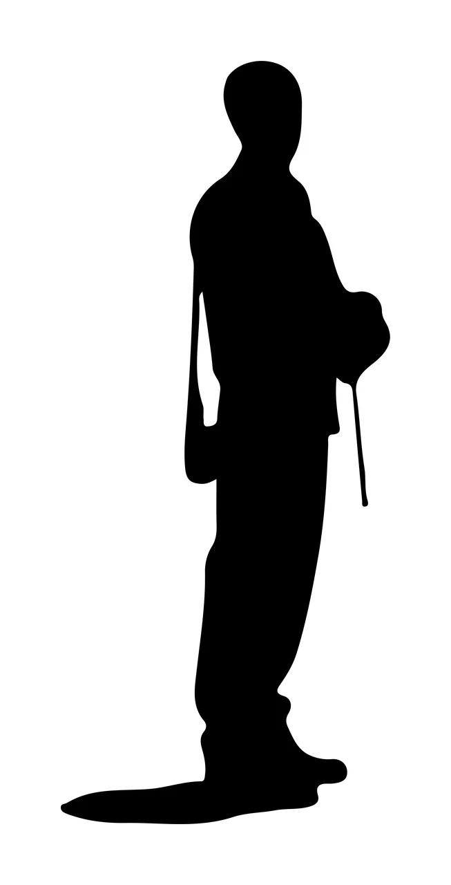 Black Silhouette Of A Standing Figure Holding object white