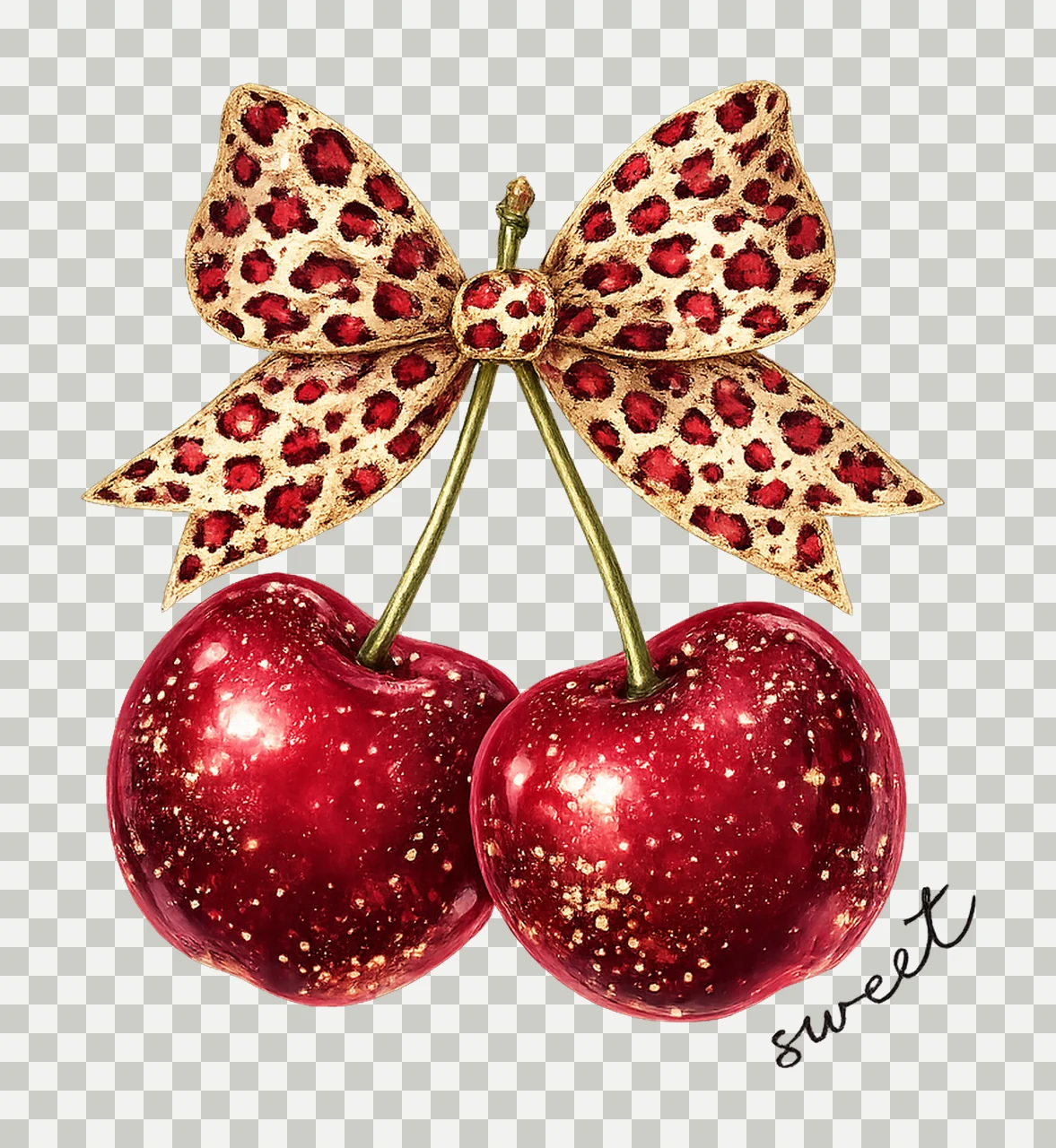 Leopard Bow Cherry Coquette Design Sublimation Art Cute transparency and detail preview thumbnail