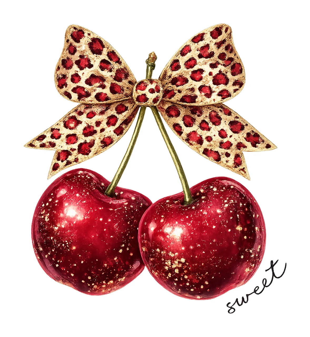 Leopard Bow Cherry Coquette Design Sublimation Art Cute