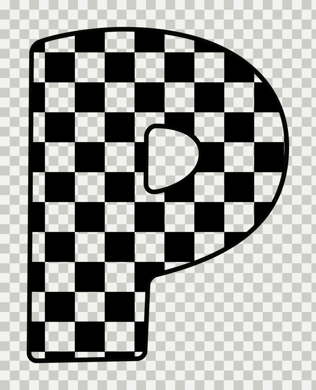 Can Glass Wrap P Letter Checkerboard Pattern transparency and detail preview thumbnail