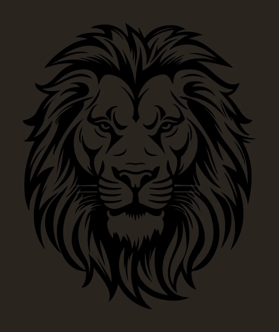 Lion Head Silhouette Graphic Design roaring mane teeth tribal contrast preview thumbnail