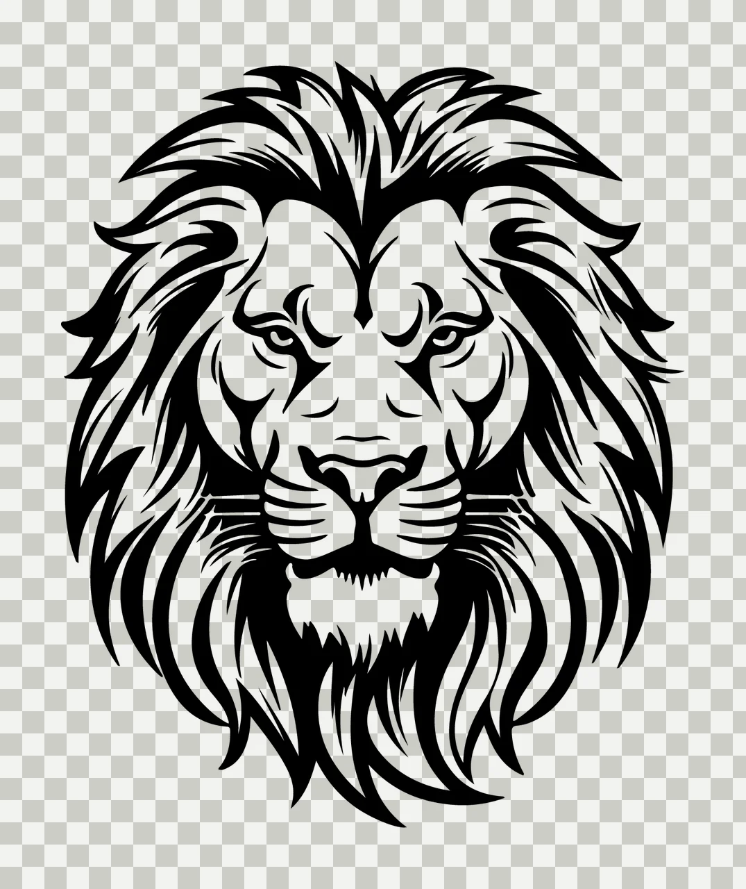 Lion Head Silhouette Graphic Design roaring mane teeth tribal transparency and detail preview thumbnail