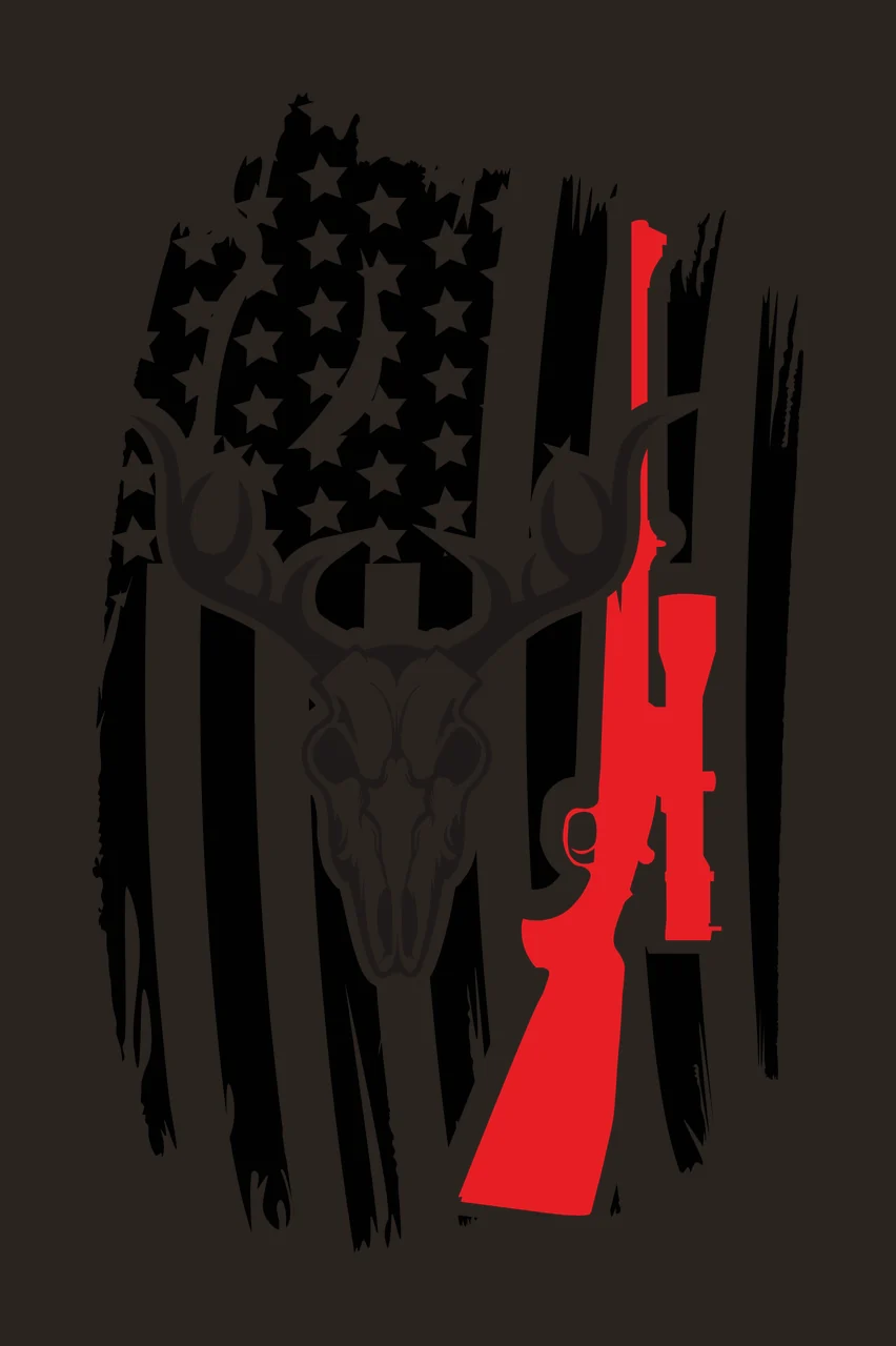 Skull American Flag And Hunting Rifle deer antlers distressed contrast preview thumbnail