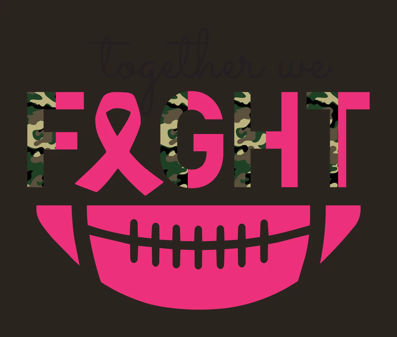 Football Together We Fight Ribbon Emblem typography graphic contrast preview thumbnail