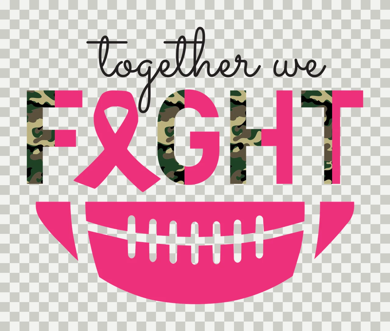 Football Together We Fight Ribbon Emblem typography graphic transparency and detail preview thumbnail