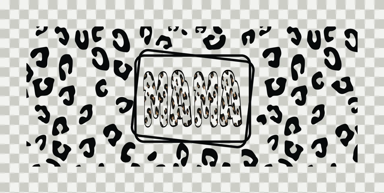 Can Glass Wrap Mama Text On Leopard Print Centered border Graphic transparency and detail preview thumbnail