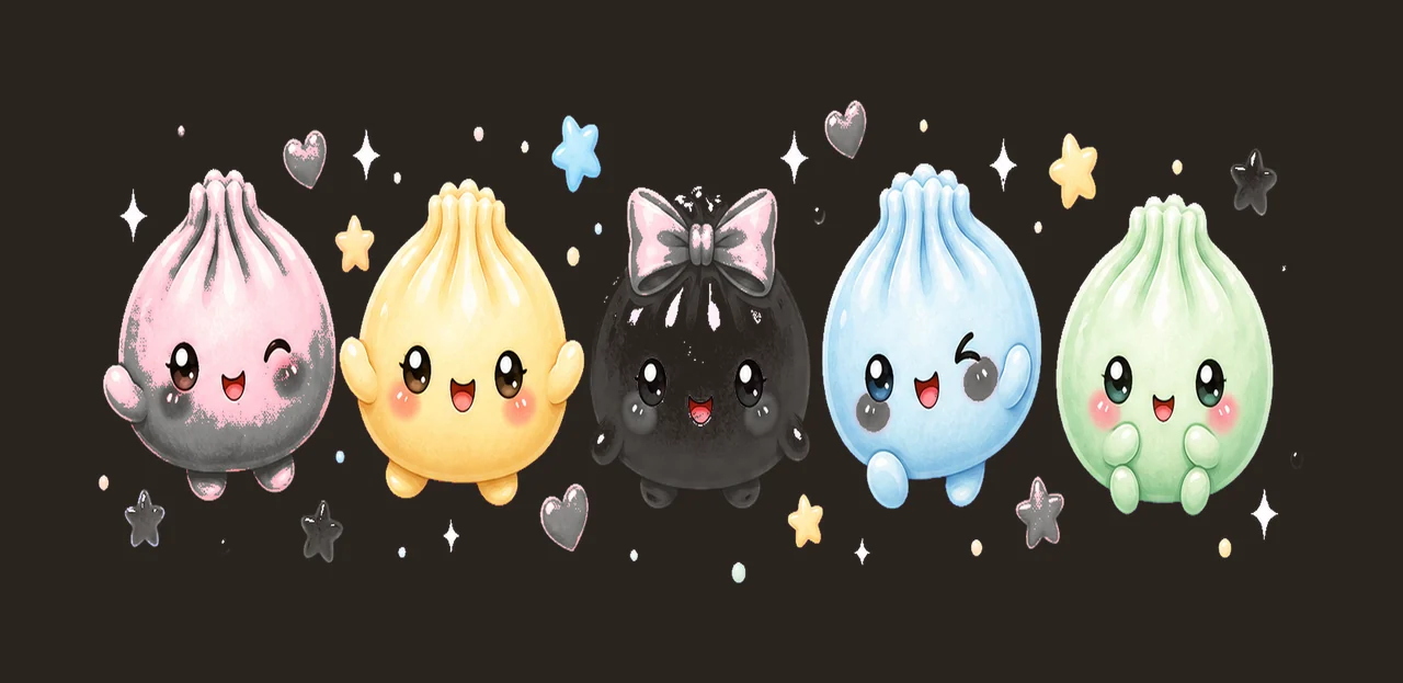 Kawaii Dumpling Cute Pastel Anime Food Variation C contrast preview thumbnail