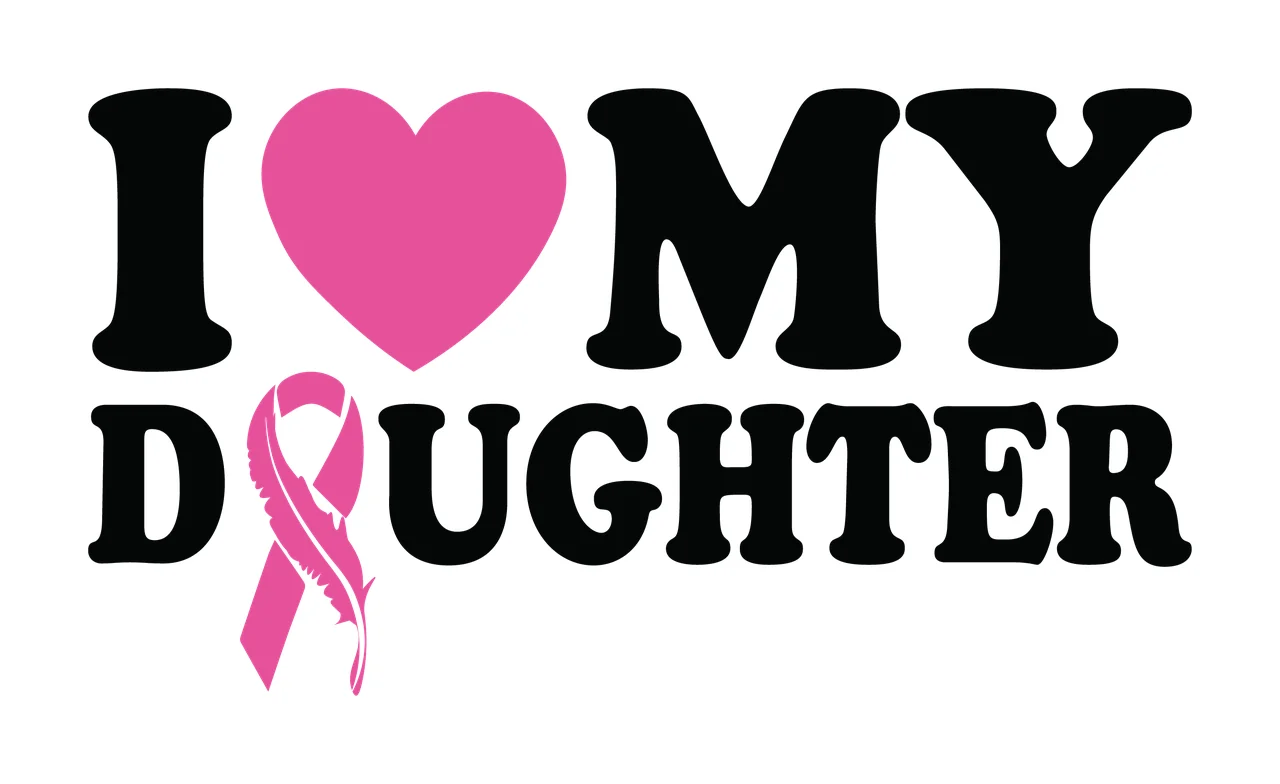 I Heart I Love My Daughter And Awareness ribbon typography