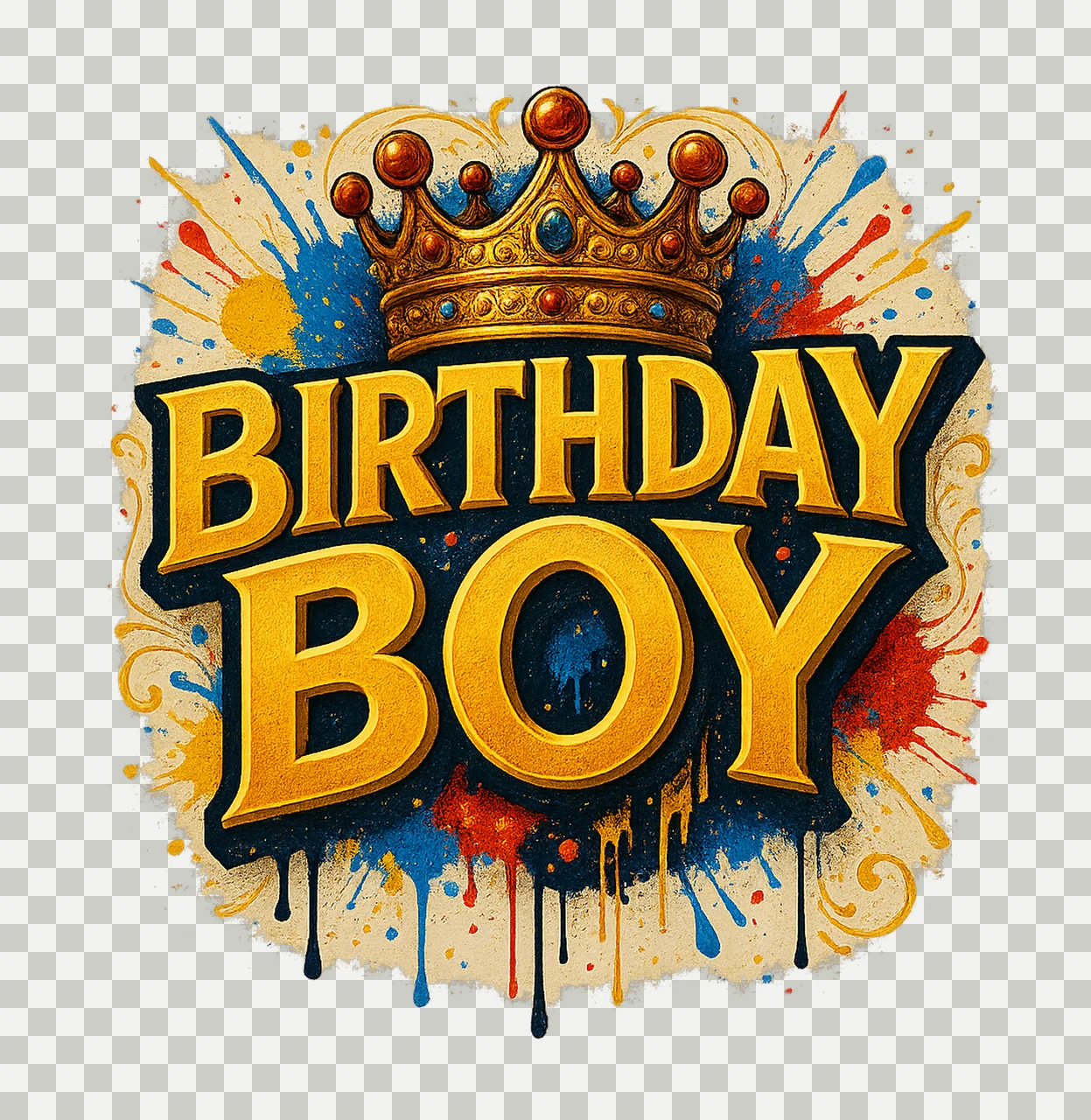 Graffiti Birthday Boy Crown Hip Hop Shirt Design Urban Style transparency and detail preview thumbnail