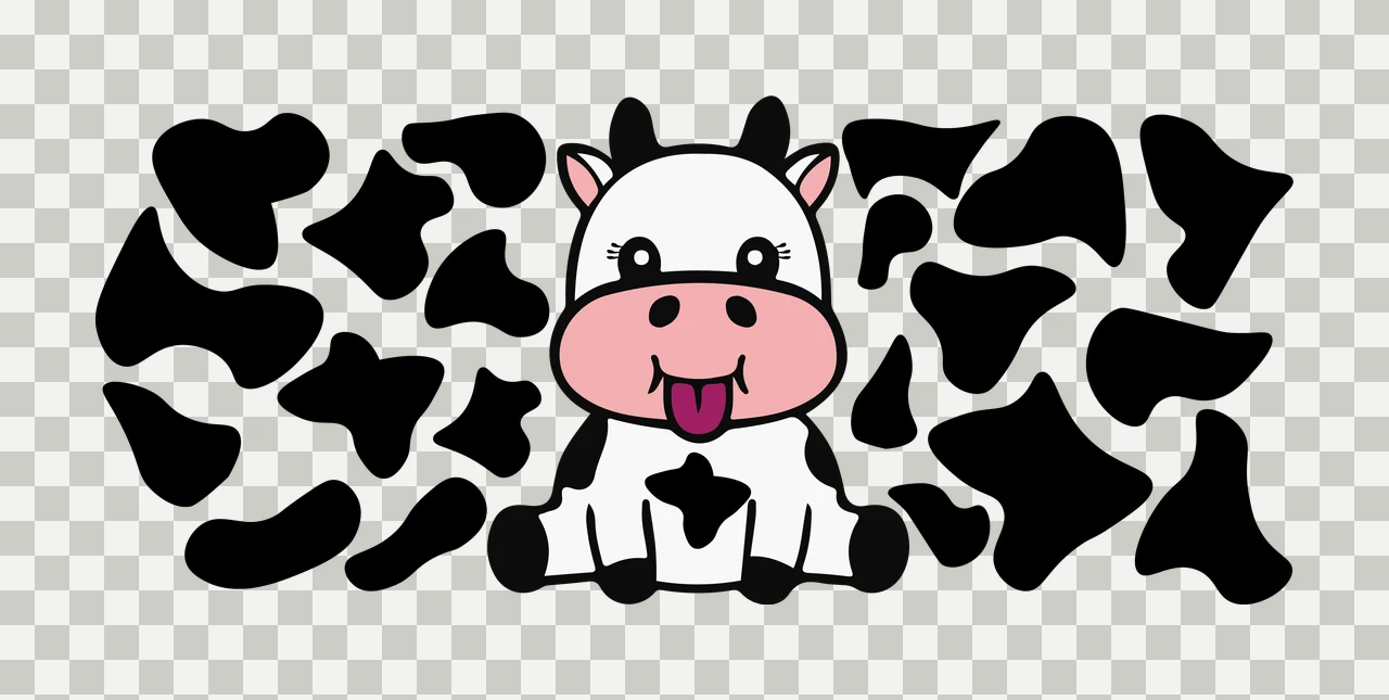 Can Glass Wrap Cow Spots Surrounding Character sitting cartoon transparency and detail preview thumbnail