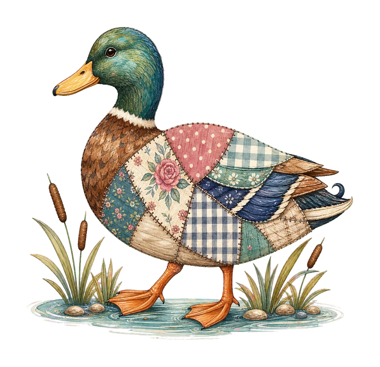 Mallard Duck Patchwork Lake Life Sublimation Variation A