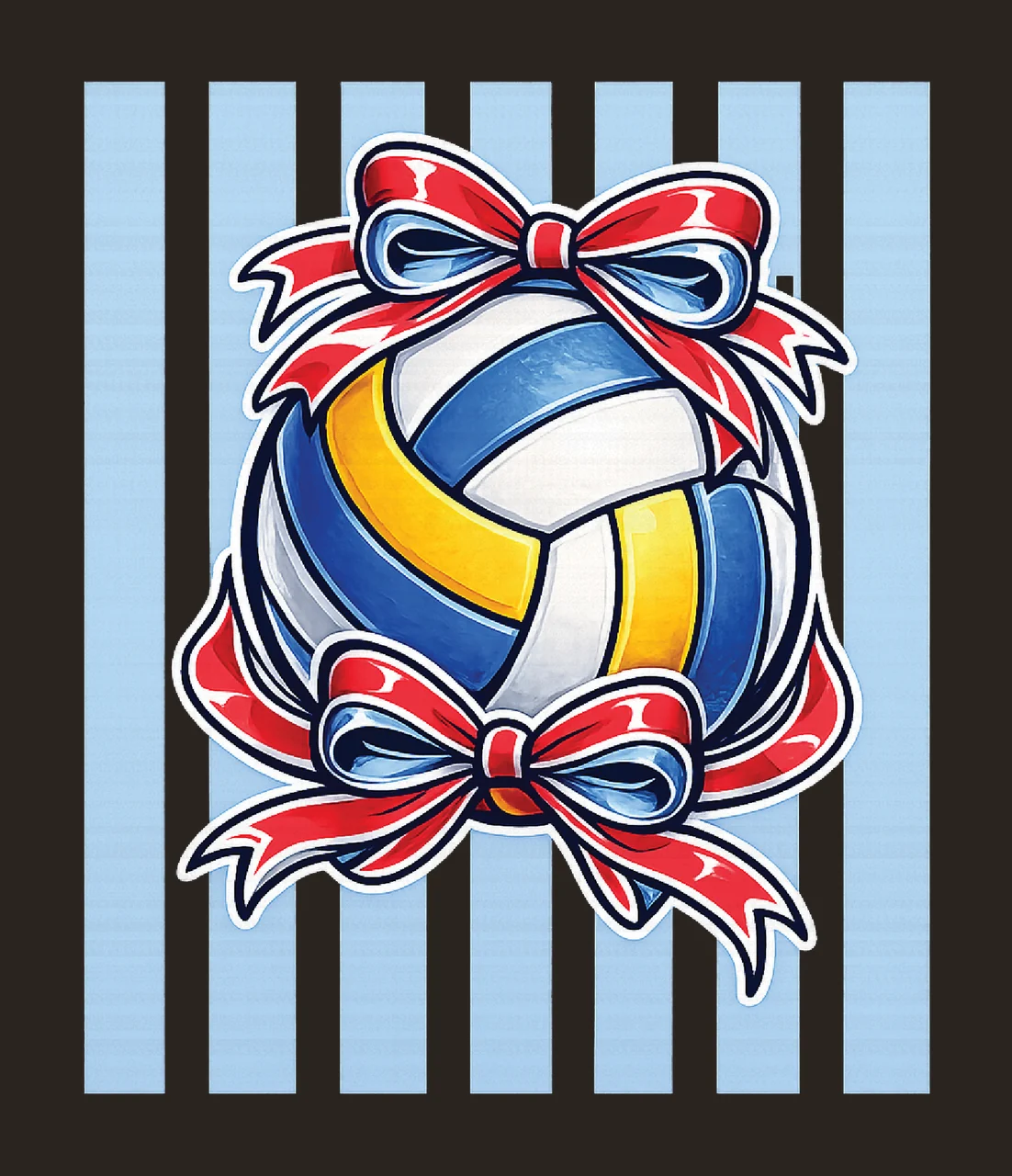 Volleyball Stripes Retro Vintage Bow Design Coquette Style contrast preview thumbnail