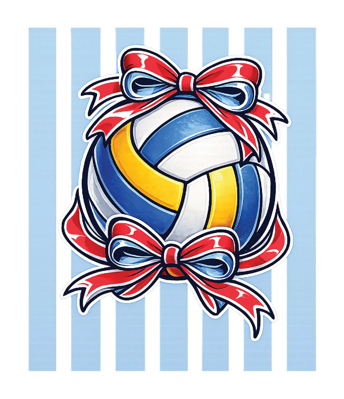 Volleyball Stripes Retro Vintage Bow Design Coquette Style
