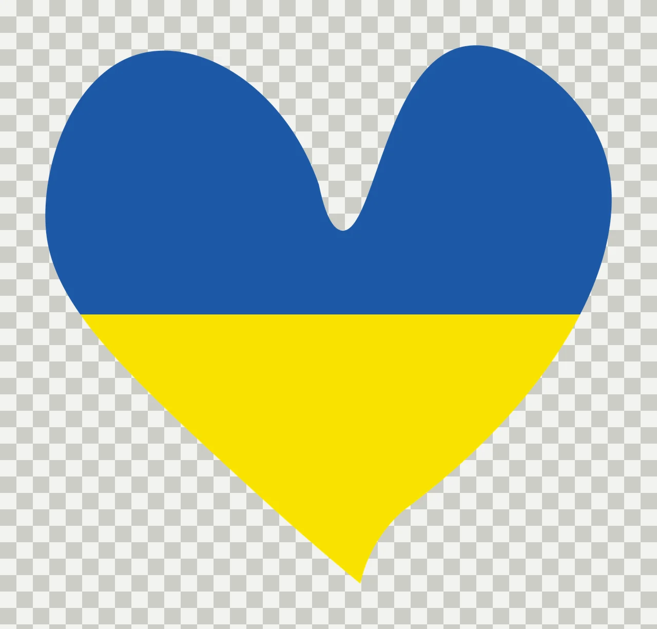 Heart-shaped flag design with blue upper half, yellow lower half and heart outline transparency and detail preview thumbnail
