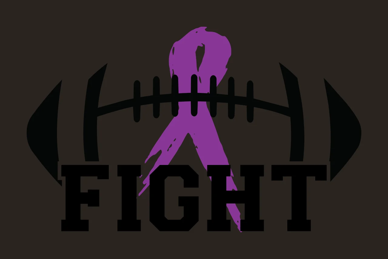 Fight Ribbon Over Football Graphic overlay black white awareness contrast preview thumbnail