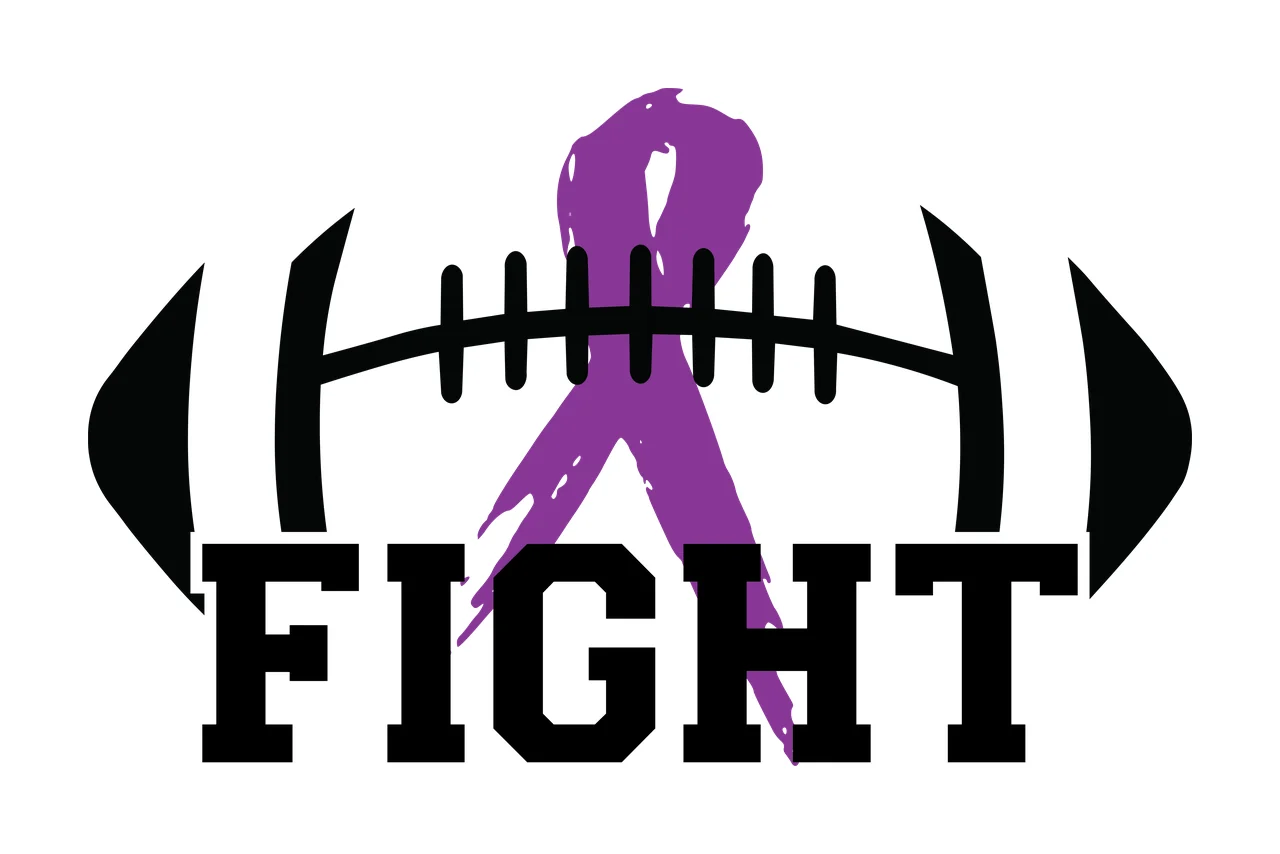 Fight Ribbon Over Football Graphic overlay black white awareness