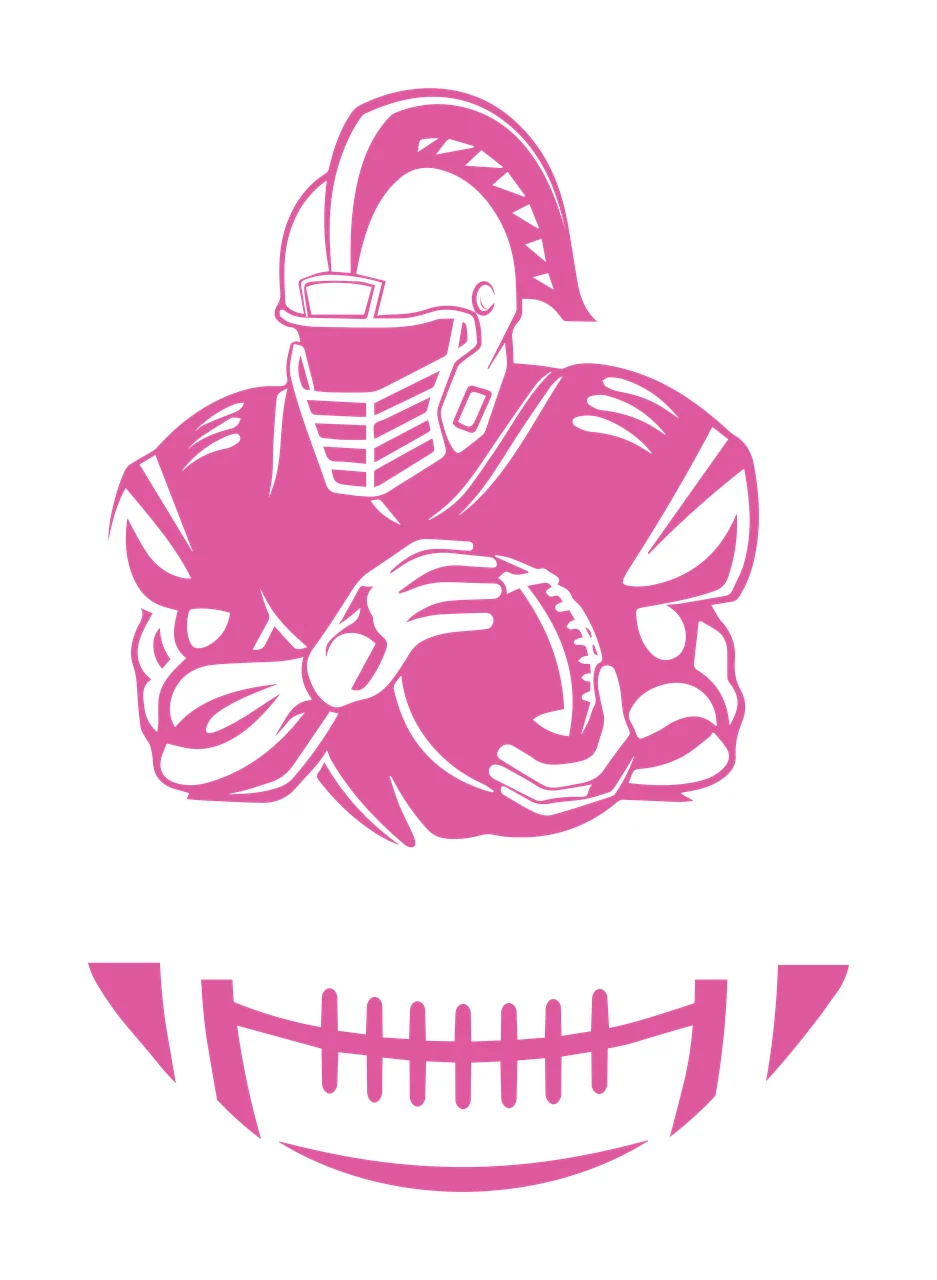 Football Player With Helmet Holding Ball jersey black white