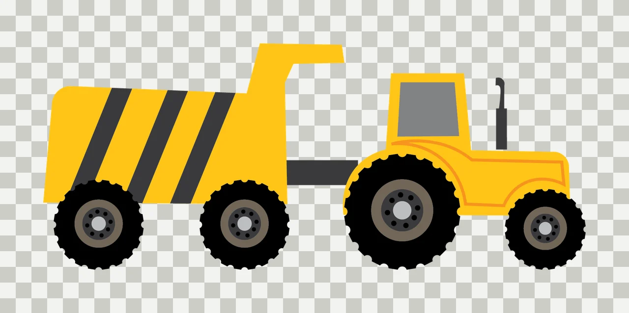 Black Silhouette Of A Farm Tractor Pulling Large carriage wheels transparency and detail preview thumbnail