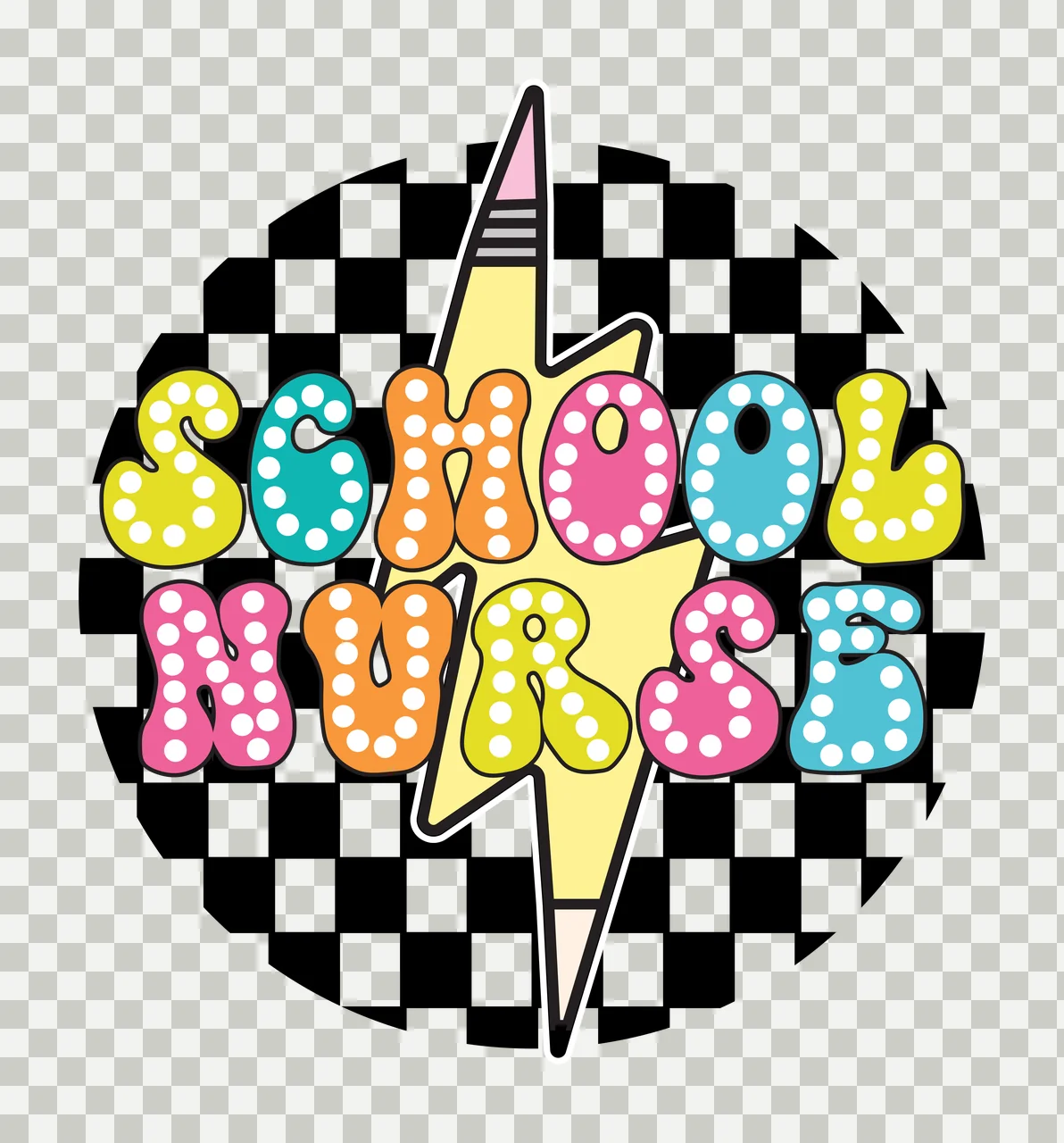 School Notes Checkered Lightning Bolt Design text overlay pattern transparency and detail preview thumbnail