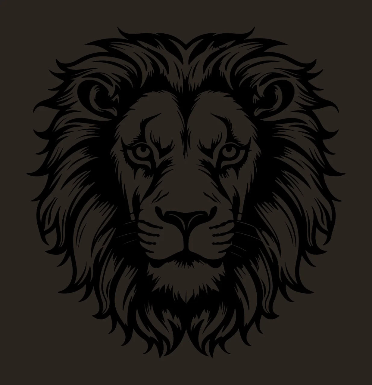 Lion Head Majestic Mane Graphic Illustration facing forward contrast preview thumbnail