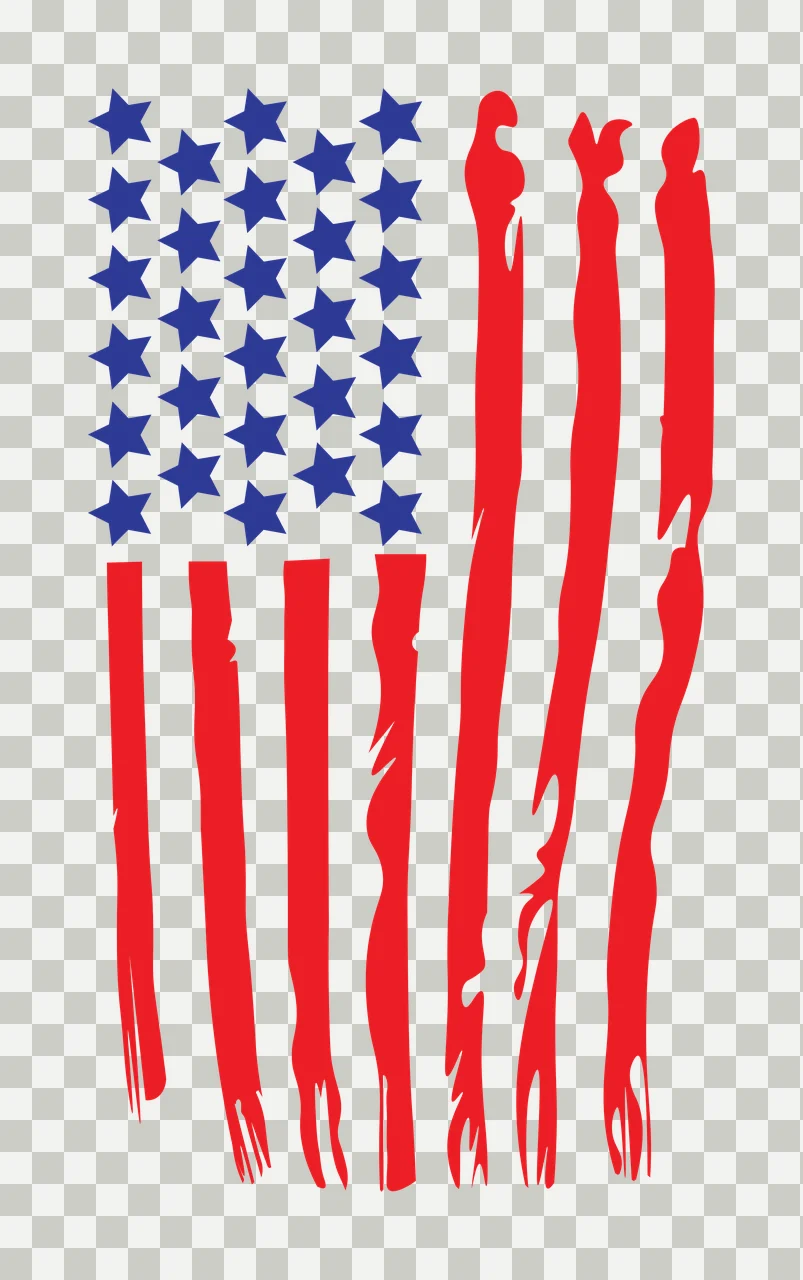 Flag Vertical Distressed American Silhouette hanging stars transparency and detail preview thumbnail