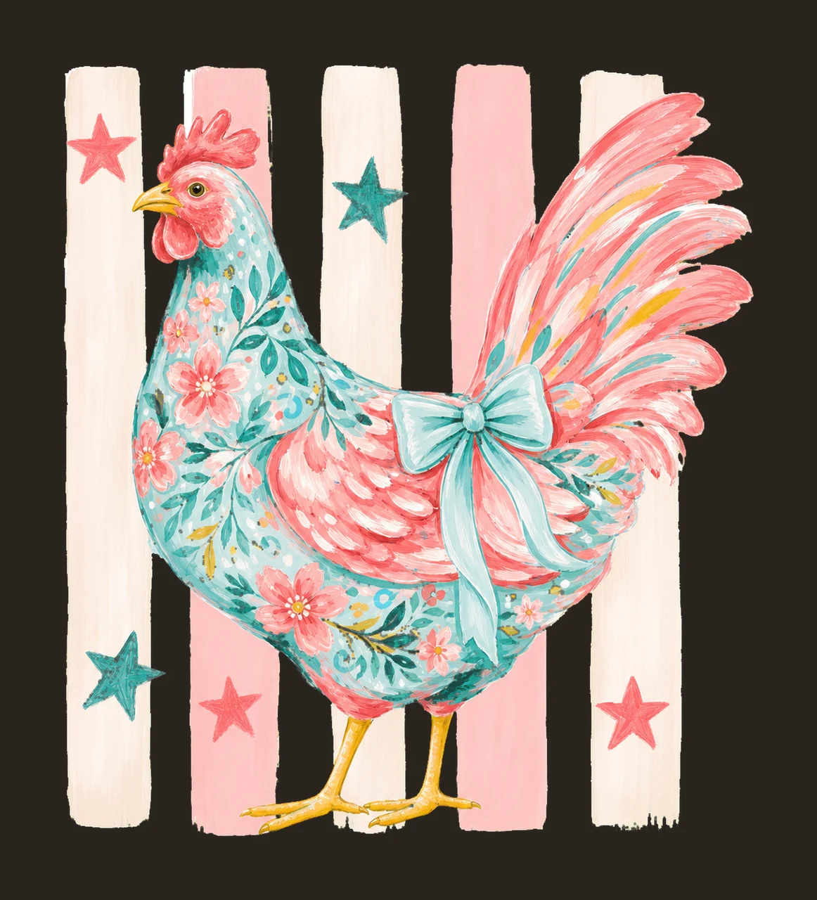 Summer Striped Floral Chicken sublimation Variation D contrast preview thumbnail