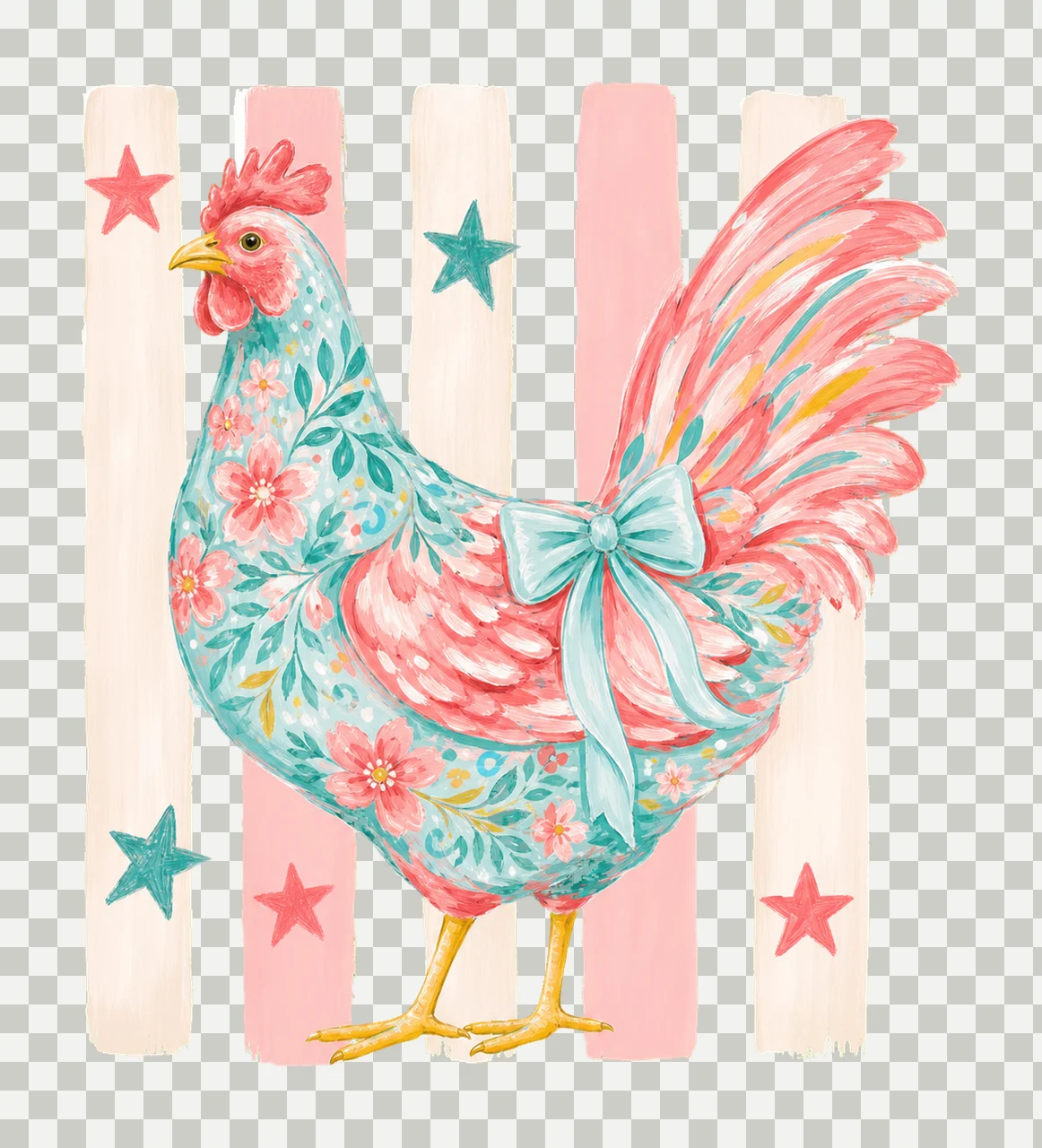 Summer Striped Floral Chicken sublimation Variation D transparency and detail preview thumbnail
