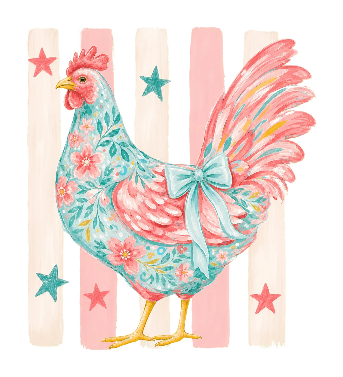 Summer Striped Floral Chicken sublimation Variation D