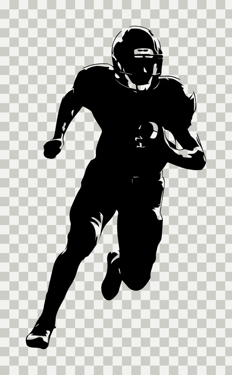 Football Player Silhouette In Motion running helmet ball graphic transparency and detail preview thumbnail