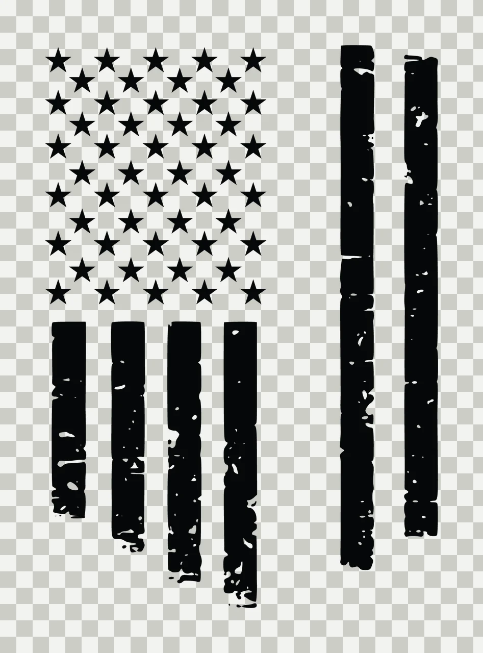 Flag Distressed With Vertical Stripes stars black white texture transparency and detail preview thumbnail