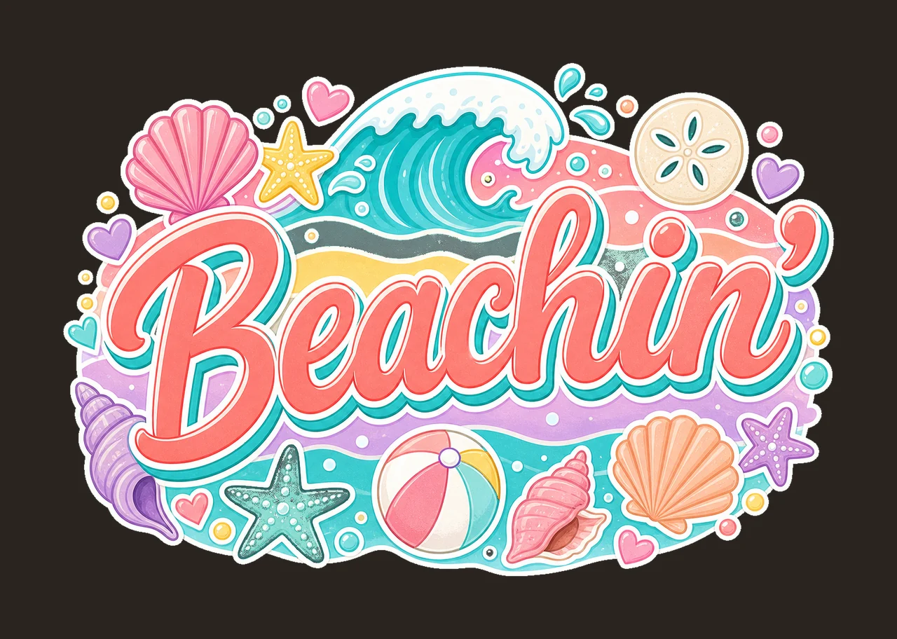 Everyday Summer Beachin Digital Design Girly Variation C contrast preview thumbnail