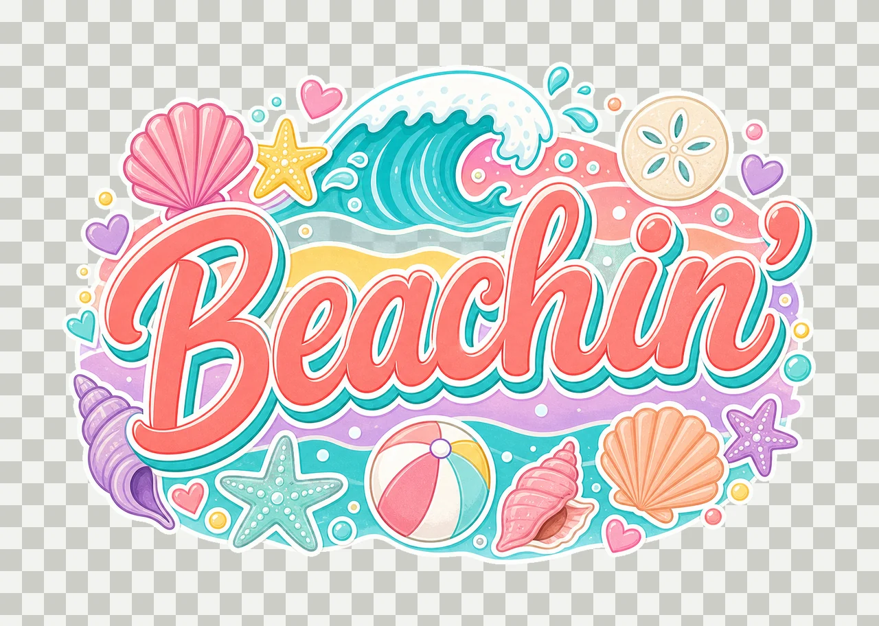 Everyday Summer Beachin Digital Design Girly Variation C transparency and detail preview thumbnail
