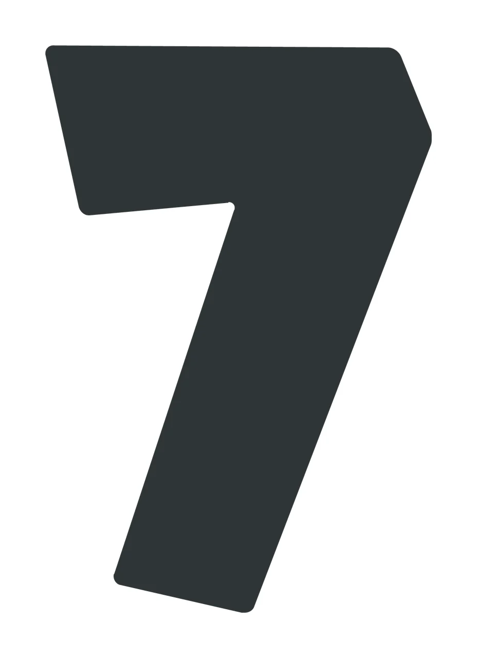 Number 7 Black Numeric Seven Digit Character minimalist bold