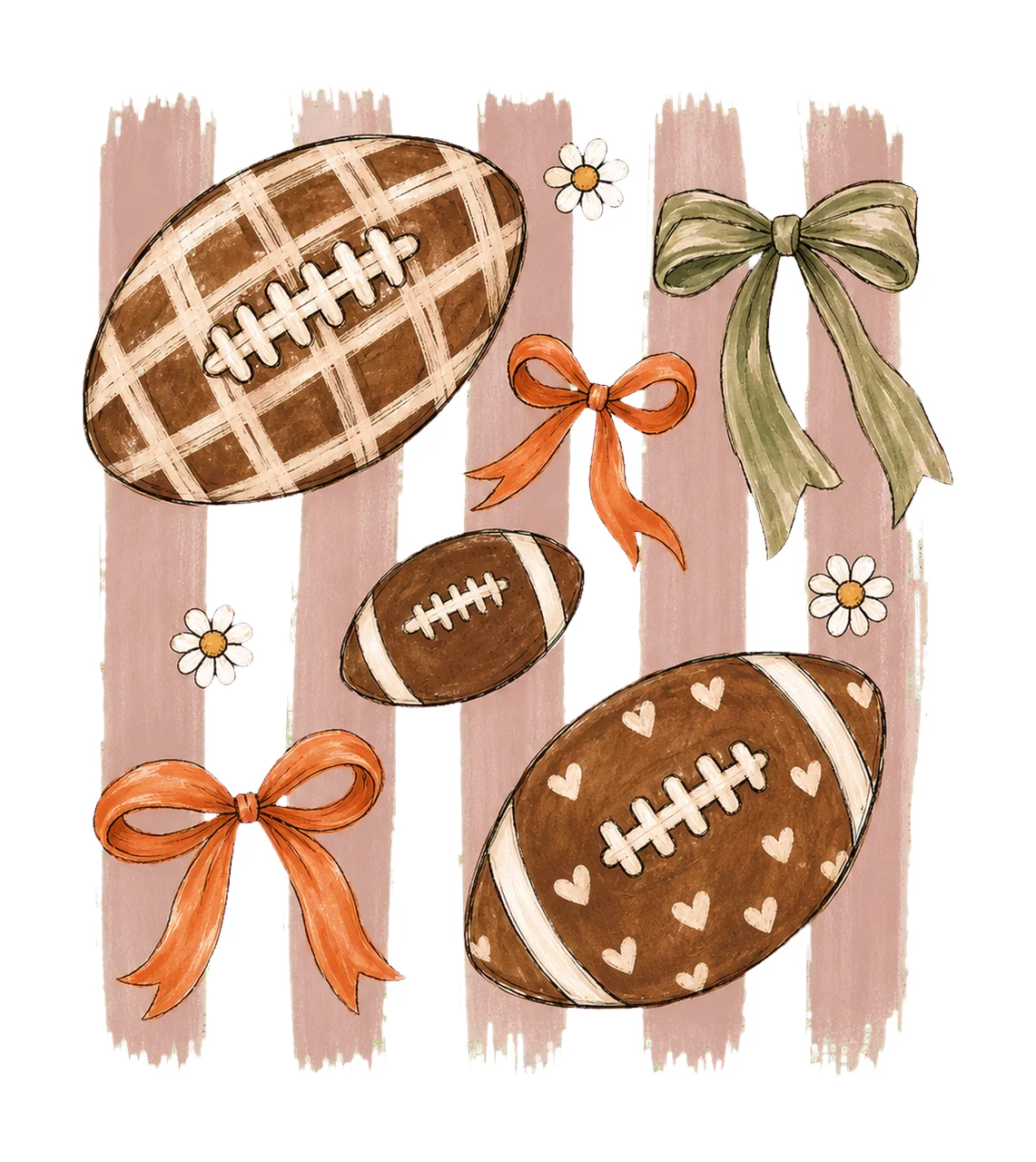 Striped Football Polka Dot Bows sublimation Variation D