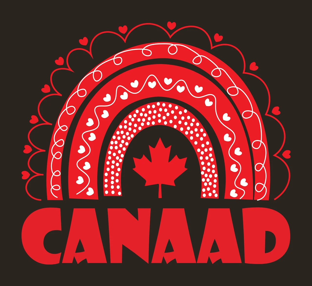 Rainbow And Maple Leaf Design decorative hearts graphic art contrast preview thumbnail