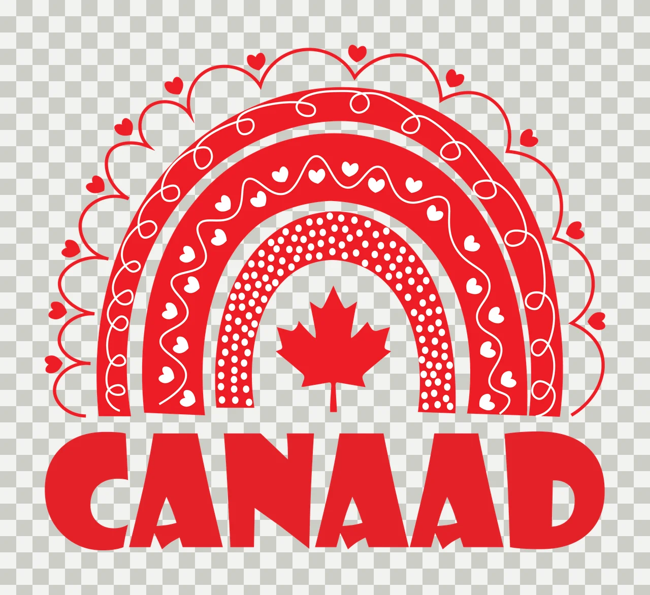 Rainbow And Maple Leaf Design decorative hearts graphic art transparency and detail preview thumbnail