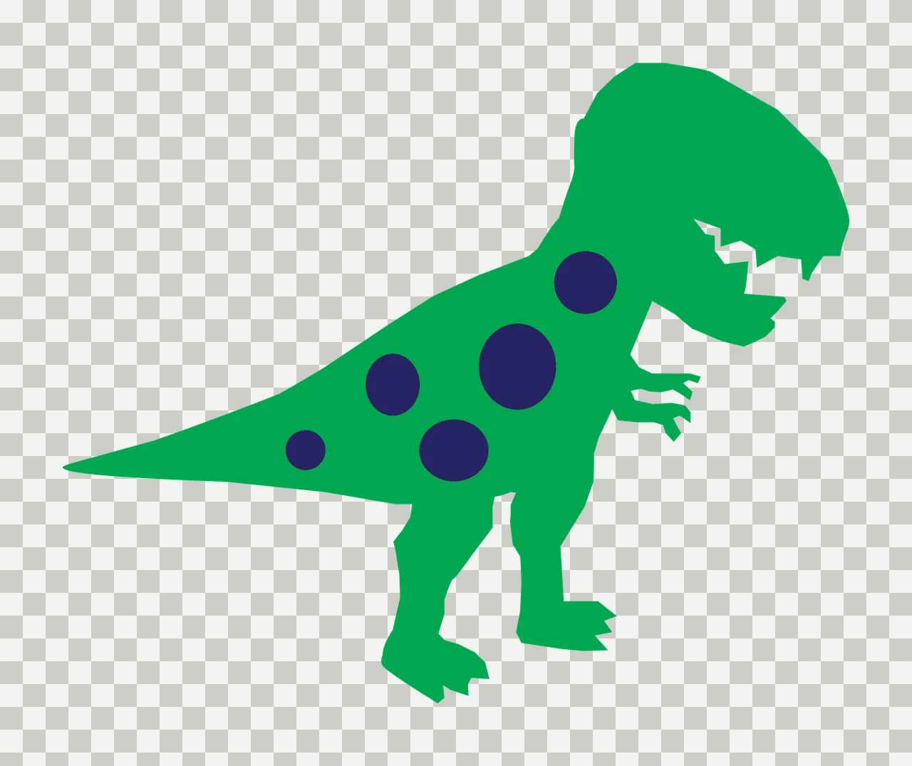 Dinosaur Standing With Tail And Teeth In Black transparency and detail preview thumbnail