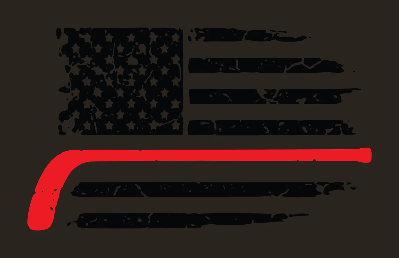 Hockey Flag Horizontal Distressed Graphic With A Single stick contrast preview thumbnail