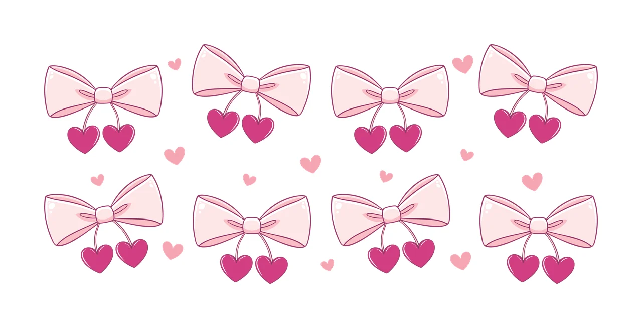 Bow Can Glass Wrap Black Bows And Hearts Repeating pattern
