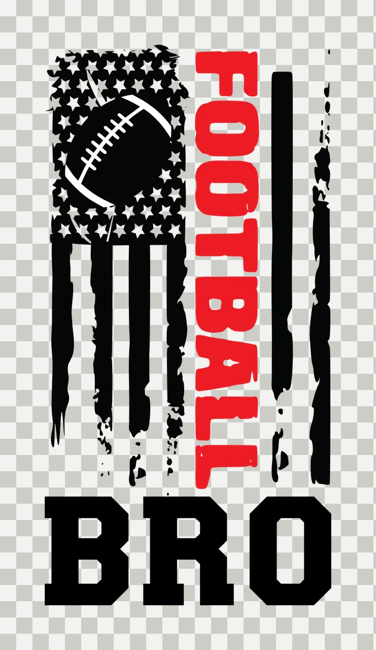 Football Bro Flag Vertical Graphic stripes distressed black transparency and detail preview thumbnail