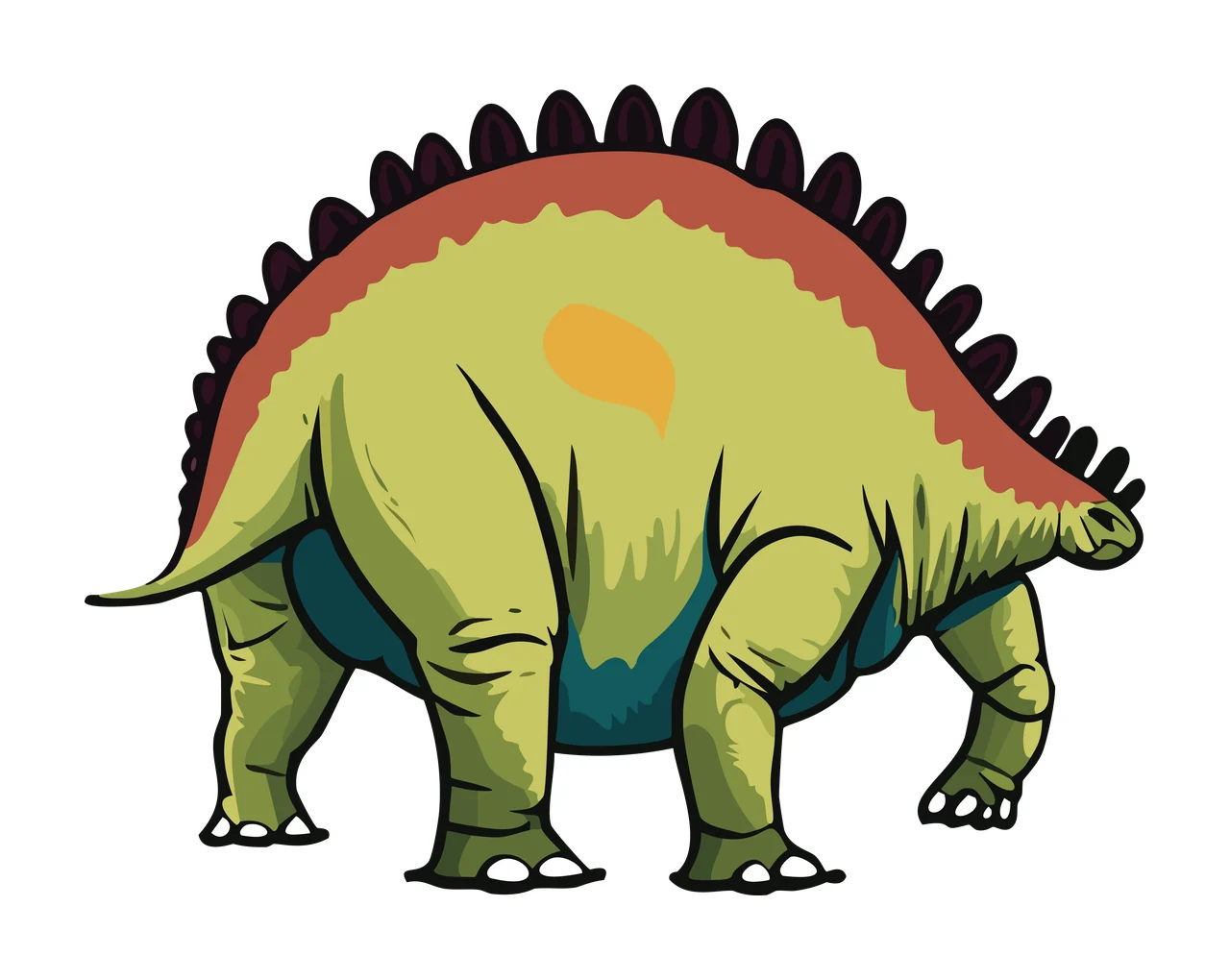 Dinosaur Black Silhouette Of Plated standing plates spikes