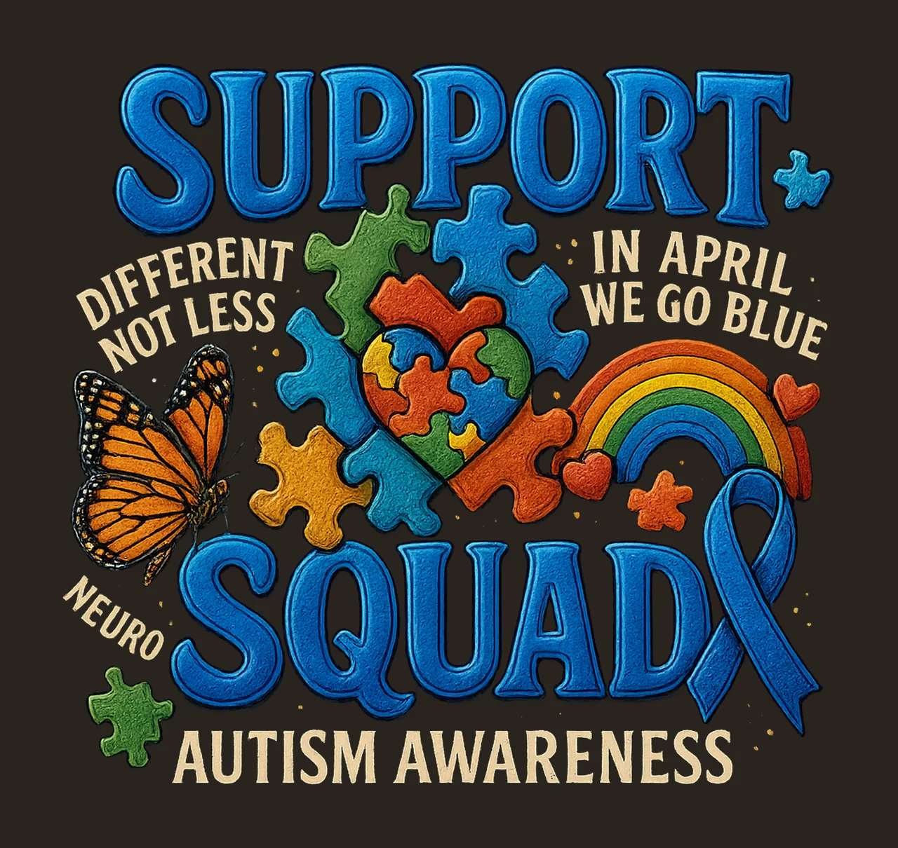 Family Autism Support Squad Autism Awareness Design Teacher contrast preview thumbnail