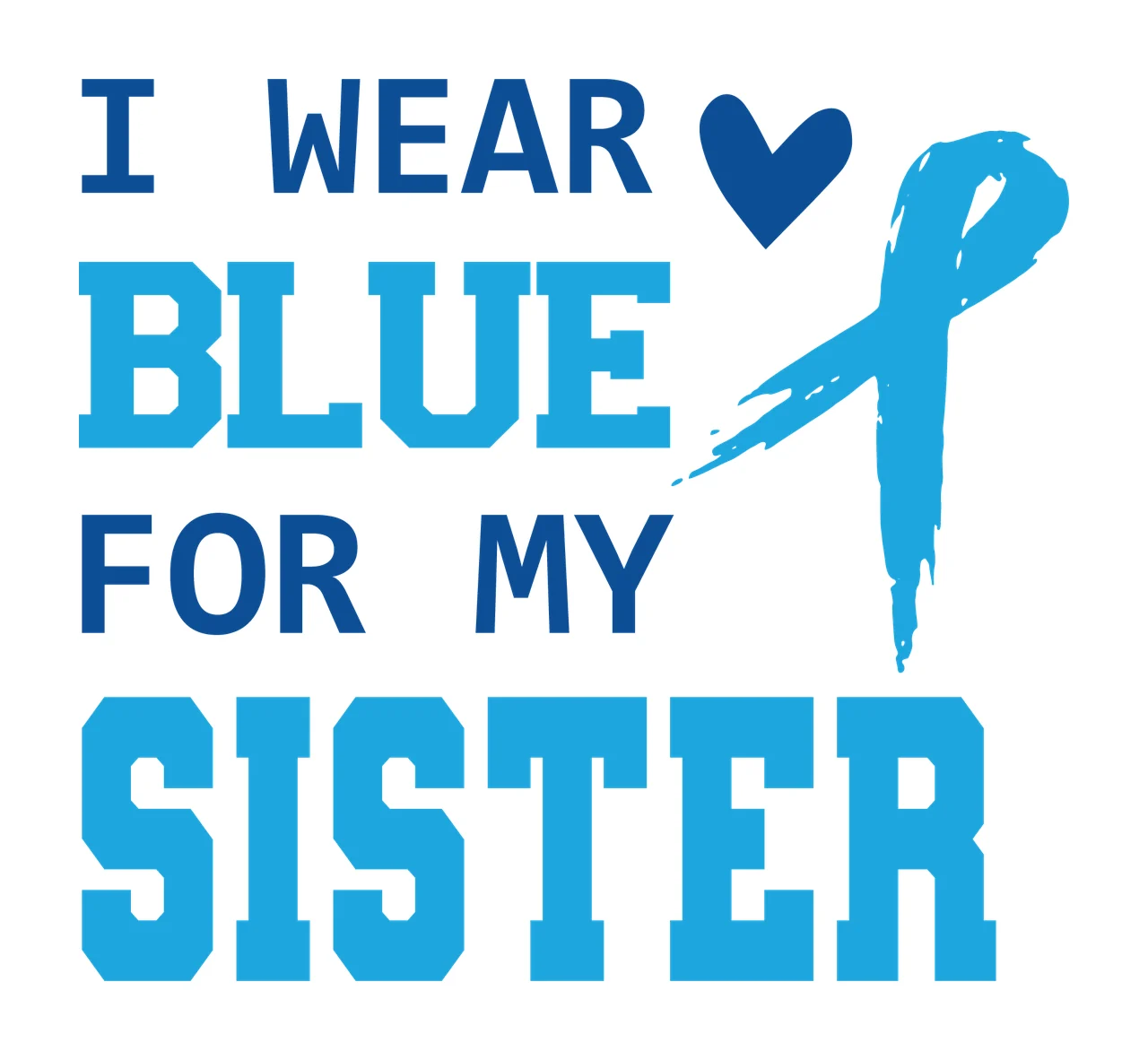 Blue Typography With Heart Shape And Awareness Ribbon