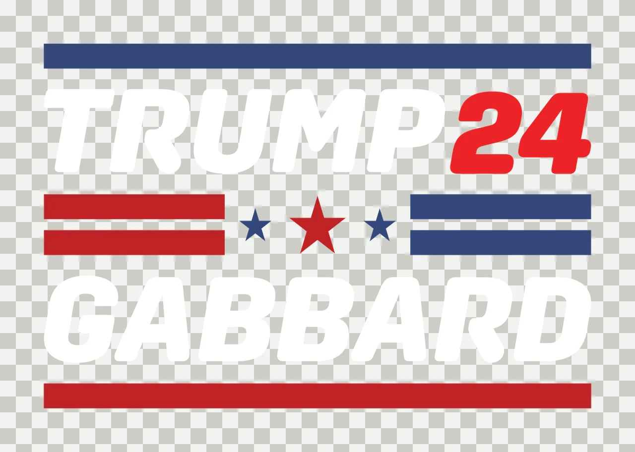 24 Number Design with red number 24, blue horizontal stripe, two blue stars and one red star in white transparency and detail preview thumbnail